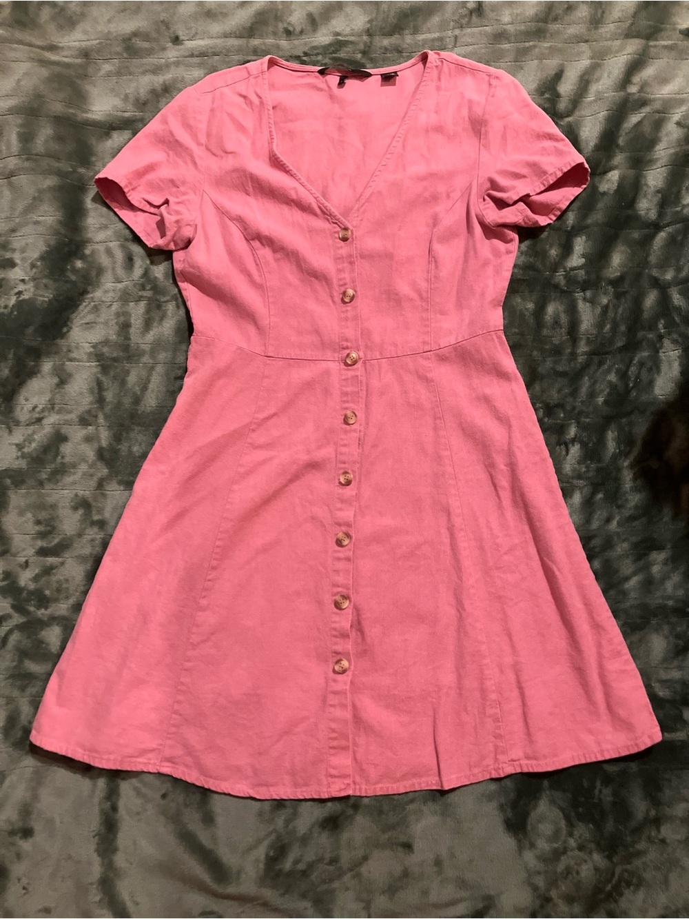 Vero Moda Coral Pink Button-Front Mini Dress